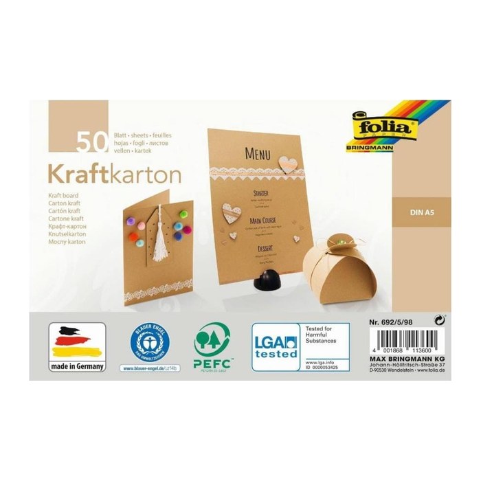 folia Tonpapier Kraftkarton braun 230 g/qm 50 Blatt