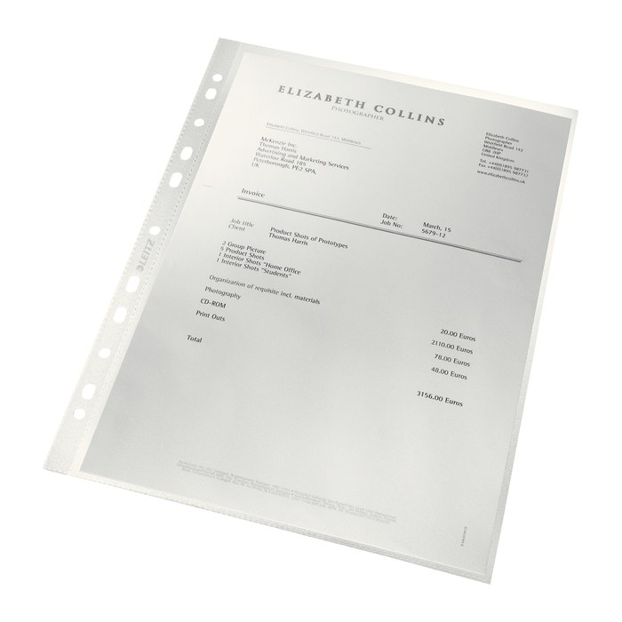 LEITZ Prospekthüllen Recycle 4791 DIN A4 transparent genarbt 0,10 mm, 25 St.