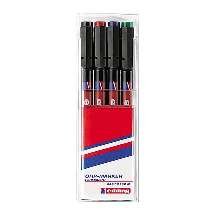 edding 142 Folienstifte-Set farbsortiert permanent, 4 St.