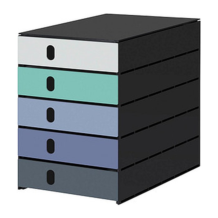 styro Schubladenbox styroval pro Emotions Gletscher weiß, grün, blau, grau 14-8000.GL, DIN A4 mit 5 Schubladen, 1 St.