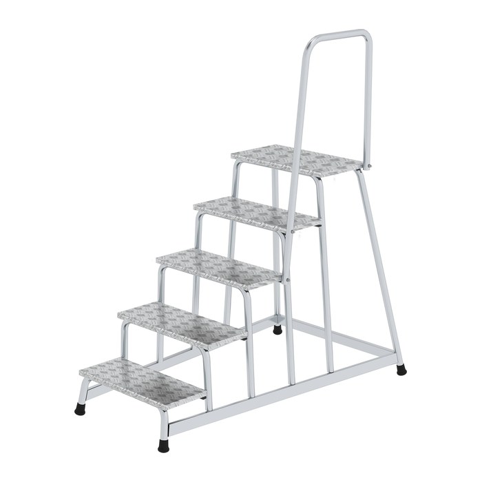 MUNK Montagetritt mit Handlauf 50045 silber 5 Stufen, H: 100,0 cm