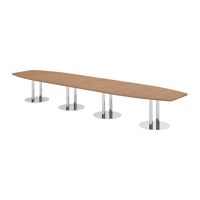 HAMMERBACHER Konferenztisch KT52S nussbaum Tonnenform, Rundrohr chrom, 520,0 x 85,0 - 130,0 x 74,0 cm