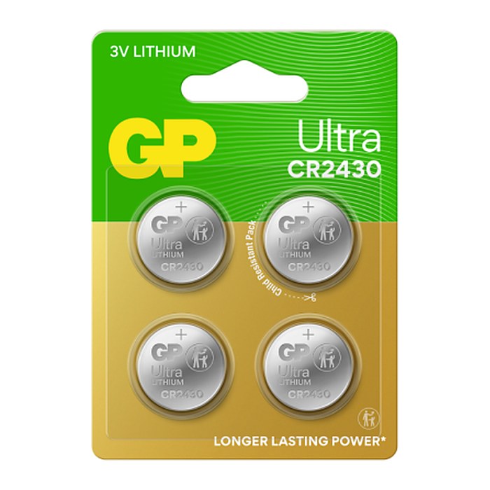 GP Knopfzellen CR2430 Lithium 3,0 V, 4 St.