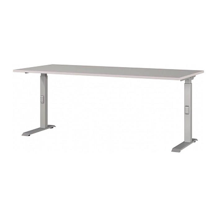 GERMANIA DOWNEY höhenverstellbarer Schreibtisch kaschmir rechteckig, C-Fuß-Gestell silber 180,0 x 80,0 cm