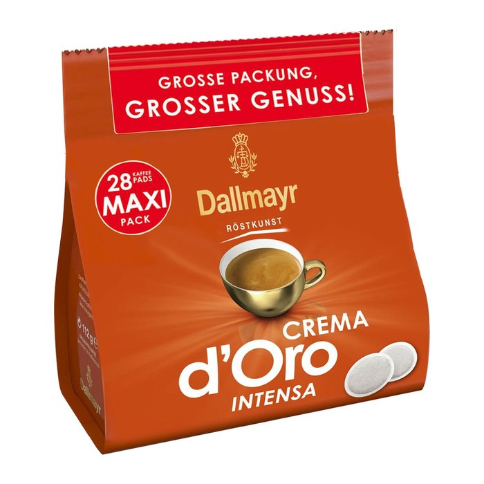 Dallmayr Crema d'Oro INTENSA Kaffeepads, Arabicabohnen kräftig, 28 St.