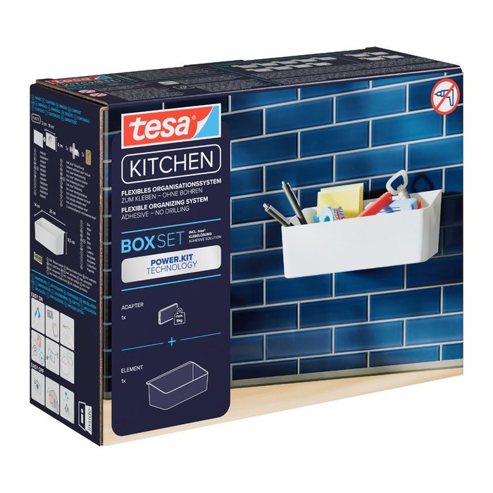 tesa Küchenutensilienhalter weiß, 1 Set