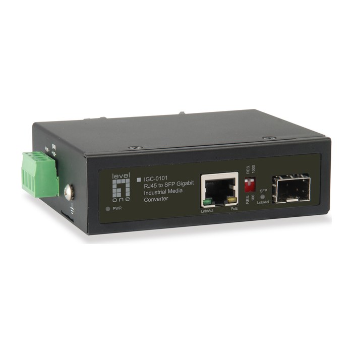 LevelOne Media Konverter RJ45->SFP GE PoE/Industrial