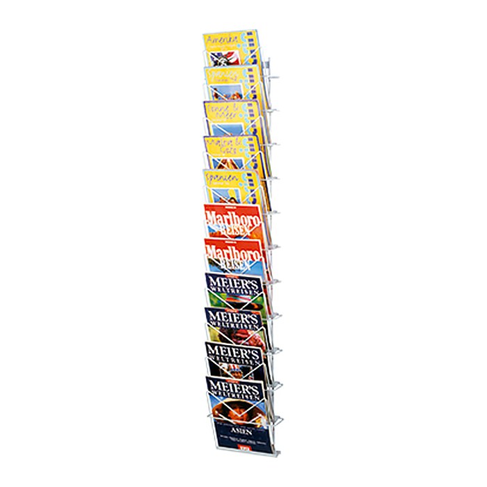 Kerkmann Wandprospekthalter grau DIN A4 26,0 x 12,7 x 135,5 cm, 1 St.