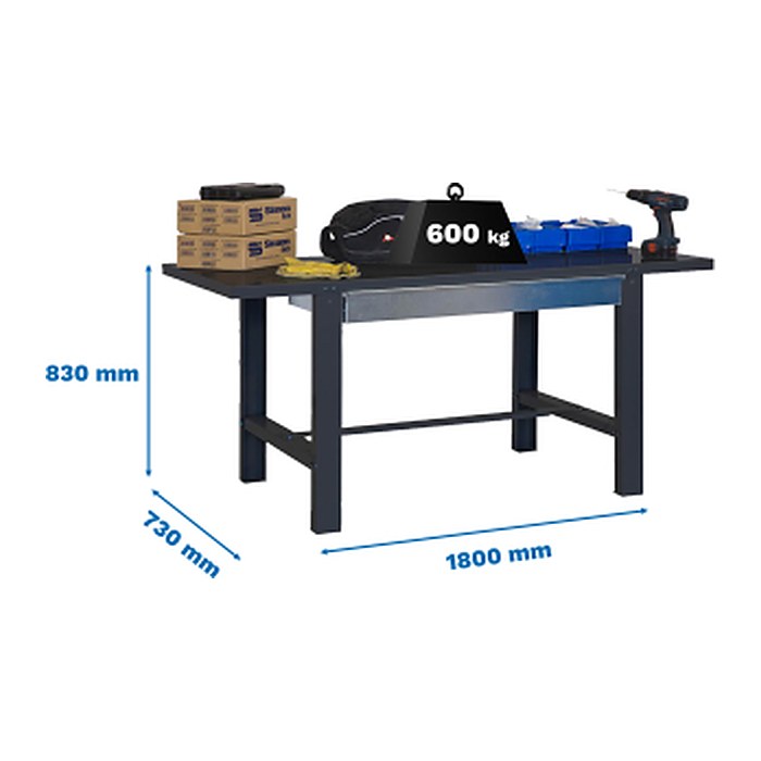 Simonrack Werkbank SIMONWORK BT6 BOX anthrazit 1 Schublade 180,0 x 73,0 x 83,0 cm
