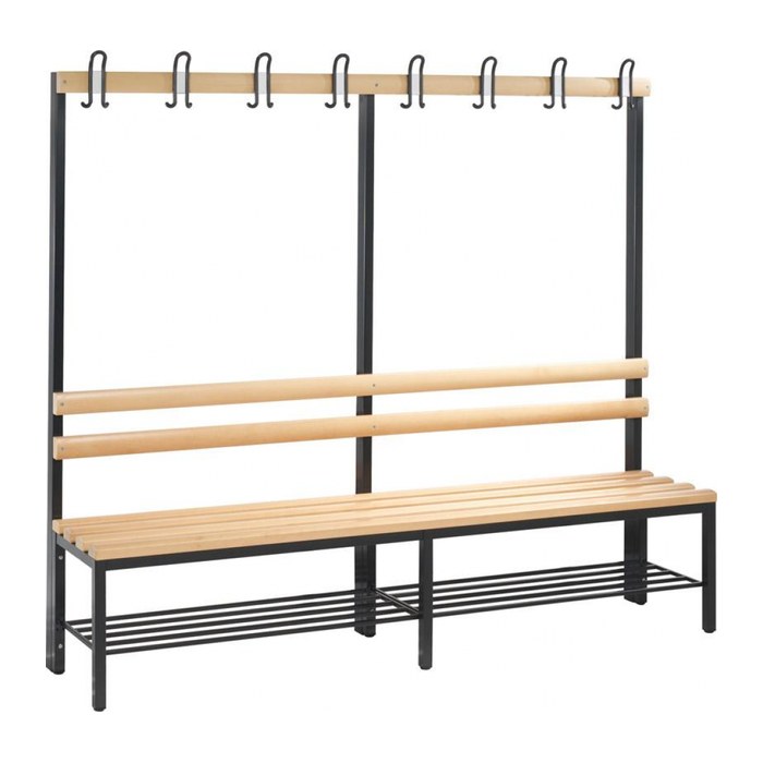 CP Garderobenbank mit Haken und Schuhrost Basic 8052-110 S10007 buche Holz 196,0 cm