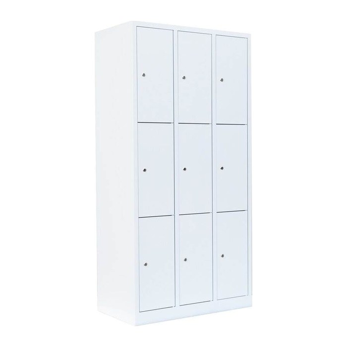 LÜLLMANN Schließfachschrank signalweiß 520337, 9 Schließfächer 88,5 x 50,0 x 180,0 cm