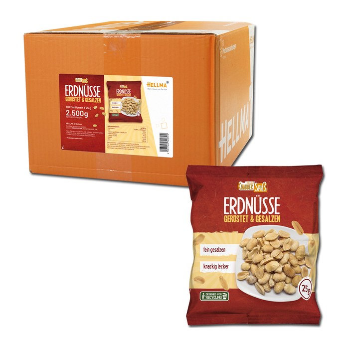 HELLMA Knabberspaß Erdnüsse 100x 25,0 g, 100 St.
