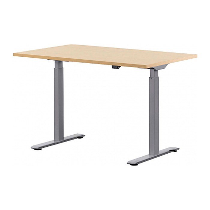 Topstar E-Table elektrisch höhenverstellbarer Schreibtisch ahorn rechteckig, T-Fuß-Gestell grau 120,0 x 80,0 cm
