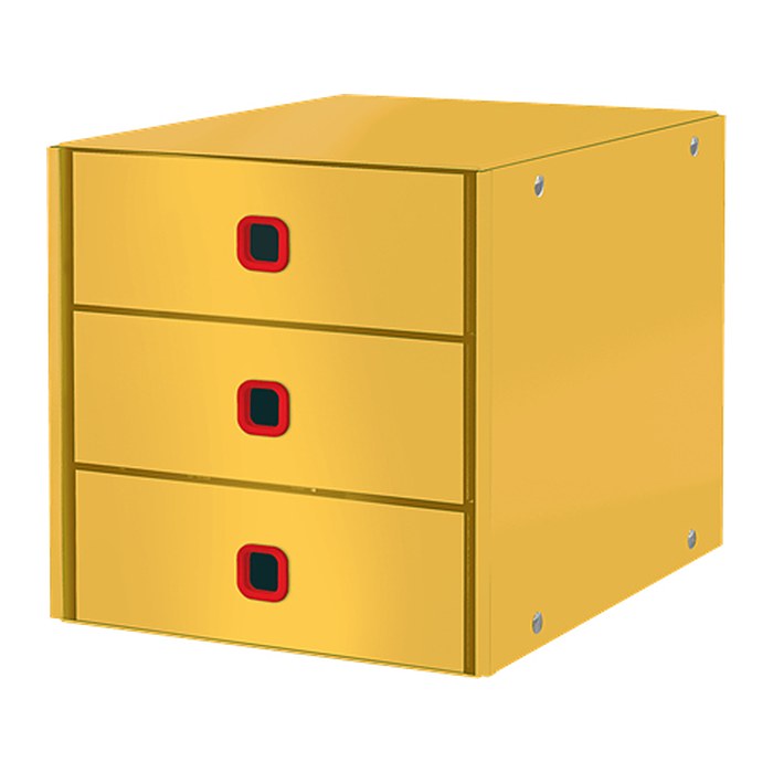 LEITZ Schubladenbox Click & Store Cosy gelb 53680019, DIN A4 mit 3 Schubladen, 1 St.