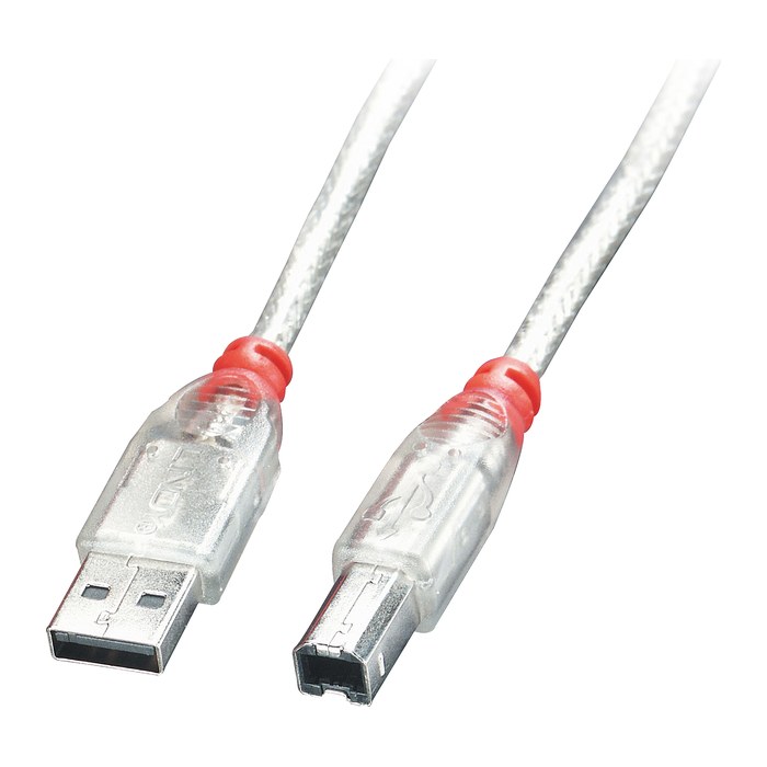 LINDY USB 2.0 Kabel Typ A/B transparent M/M 0.5m