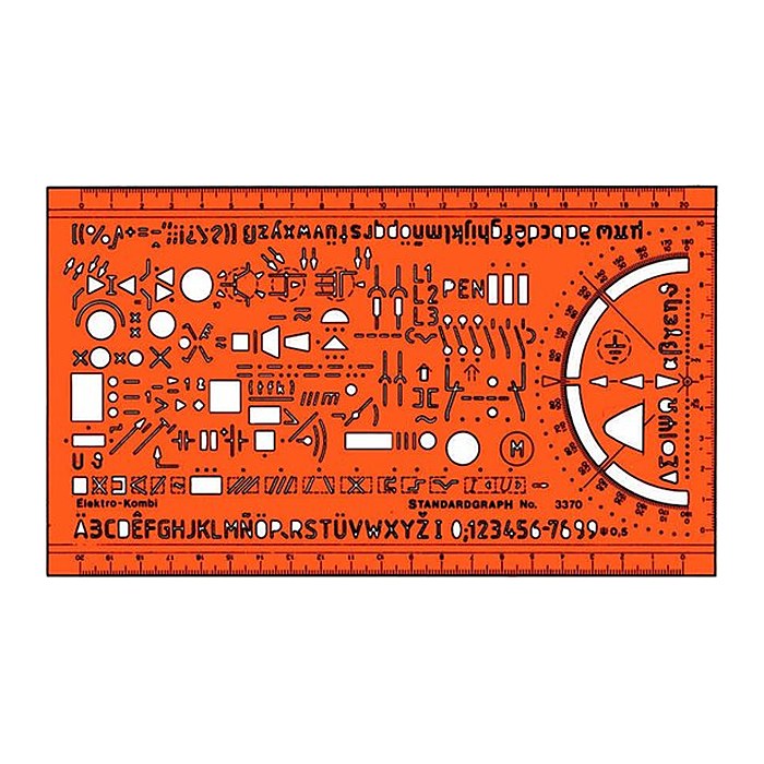 STANDARDGRAPH Zeichenschablone Elektro-Kombi Schaltzeichen 3370 orange