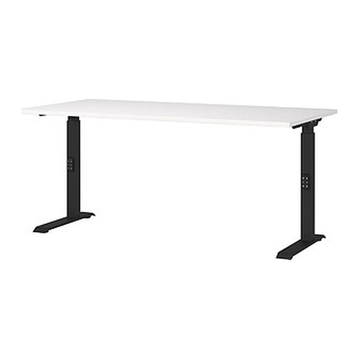 GERMANIA DOWNEY höhenverstellbarer Schreibtisch weiß rechteckig, C-Fuß-Gestell schwarz 160,0 x 80,0 cm