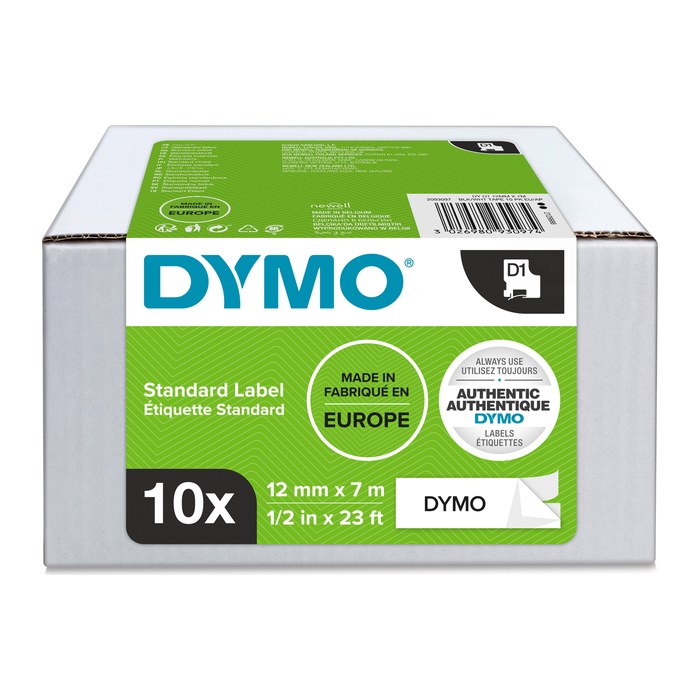 DYMO Schriftbänder D1 45013 2093097 ( 10 X S0720530), 12 mm, schwarz auf weiß, 10 St.