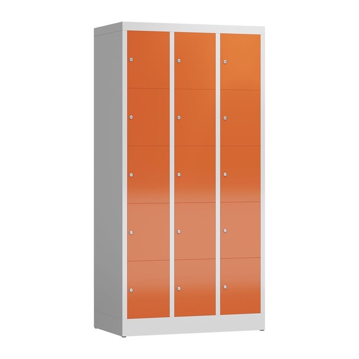 ClassiX Schließfachschrank feuerrot, lichtgrau X-520534, 15 Schließfächer 87,0 x 50,0 x 180,0 cm