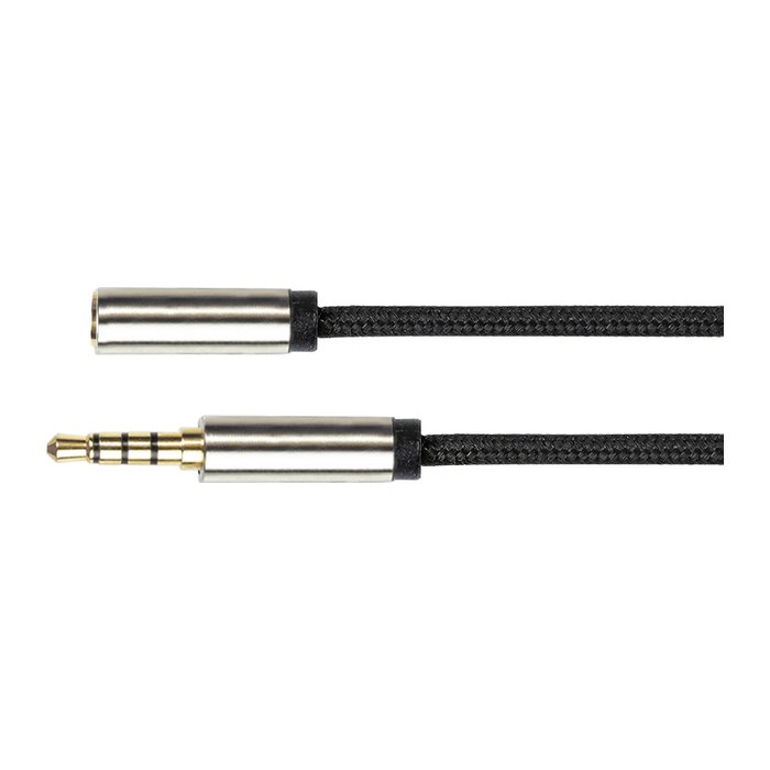 Python Audiokabel 4-pol. Klinkenst. an Buchse schwarz 1m