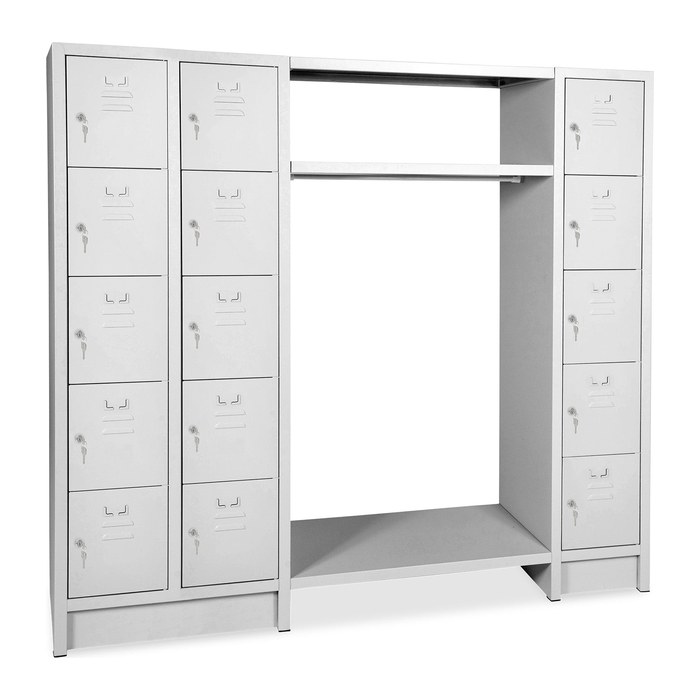 Schließfachgarderobe (15-Fächer) – Korpus in Lichtgrau (1740 x 500 x 1800 mm, Türen Lichtgrau)