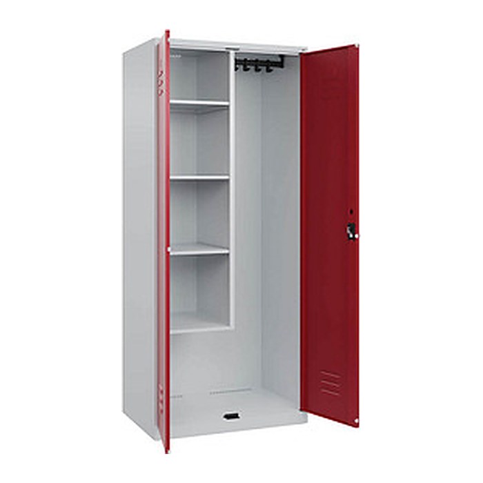 CP Putzmittelschrank Classic PLUS 080100-02 S10001 lichtgrau, rubinrot 4 Fachböden 80,0 x 50,0 x 185,0 cm, aufgebaut, 1 St.
