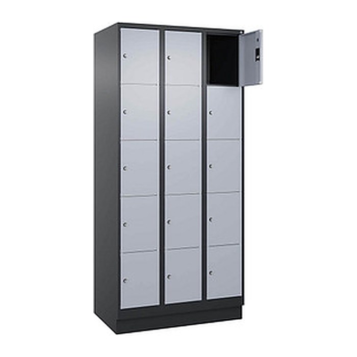CP Schließfachschrank Classic PLUS schwarzgrau, weißaluminium 080020-305 S10014, 15 Schließfächer 90,0 x 50,0 x 195,0 cm
