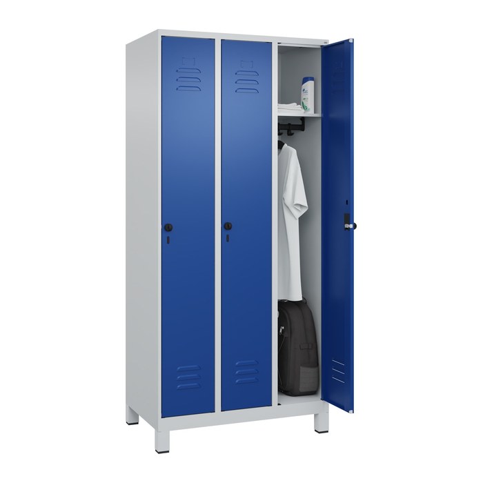 CP Spind Classic Plus enzianblau, lichtgrau 080010-30 S10003, 3 Schließfächer 90,0 x 50,0 x 195,0 cm