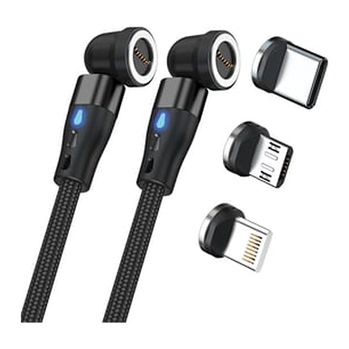 RealPower Magnetic cable,1m,2x magnetisch,schwarz mit Adapte