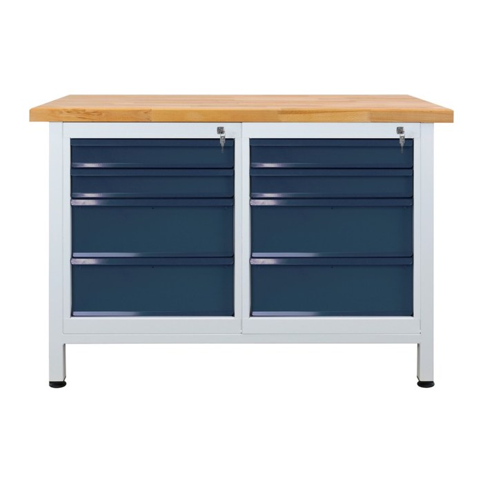 ADB Werkbank lichtgrau, anthrazitgrau 8 Schubladen 120,0 x 60,0 x 84,0 cm