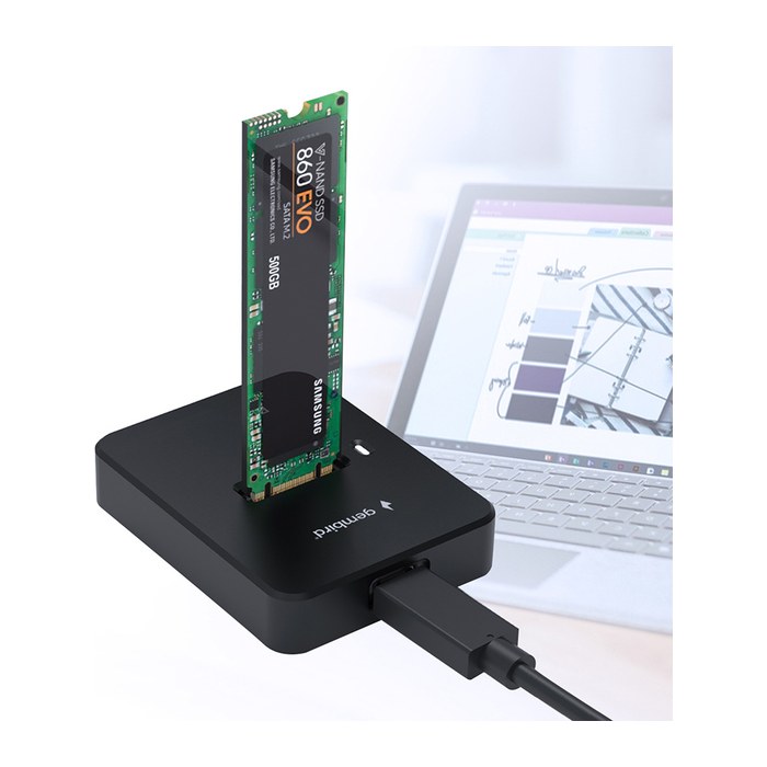 gembird Desktop-USB-Typ-C-M.2-SATA- Dockingstation, schw.