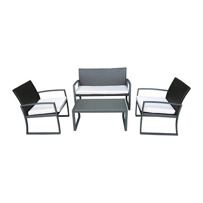 Garden Pleasure Sitzgruppe GARDA weiß, anthrazit Kunststoff, Metall, 7-teilig