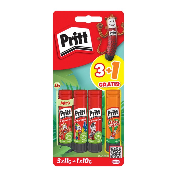 3 + 1 GRATIS: Pritt Klebestifte 11,0 g, 3 St. + GRATIS Klebestift 10,0 g