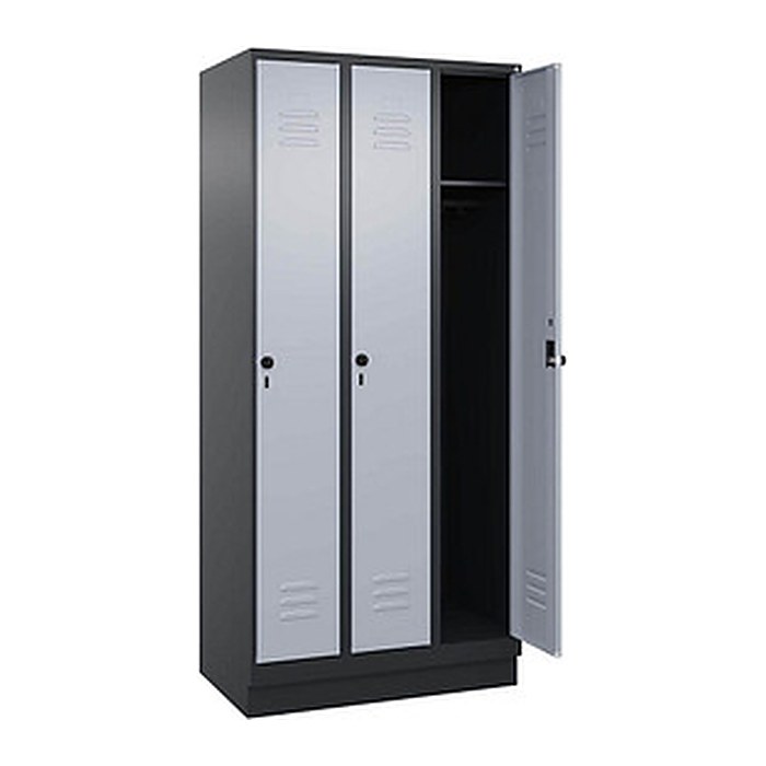 CP Spind Classic PLUS schwarzgrau, weißaluminium 080020-30 S10090, 3 Schließfächer 90,0 x 50,0 x 195,0 cm