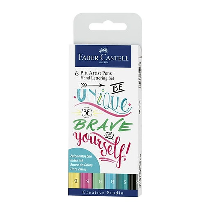 FABER-CASTELL Pitt Artist Pens 267116 Handlettering-Set farbsortiert, 6 St.