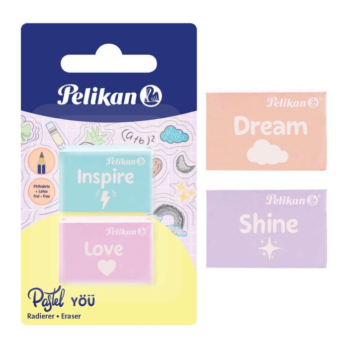 Pelikan Radiergummis Pastel You farbsortiert, 2 St.