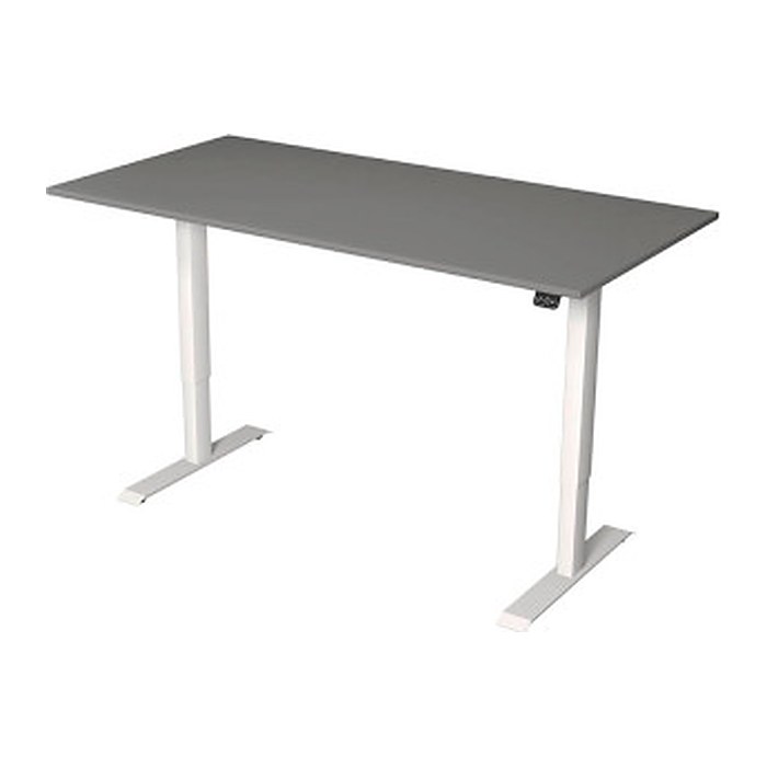 Kerkmann Move 1 elektrisch höhenverstellbarer Schreibtisch grafit rechteckig, T-Fuß-Gestell weiß 160,0 x 80,0 cm