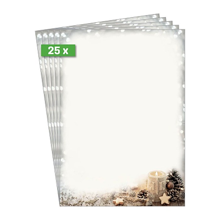 SIGEL Weihnachtsbriefpapier Christmas Candle Motiv DIN A4 90 g/qm 25 Blatt