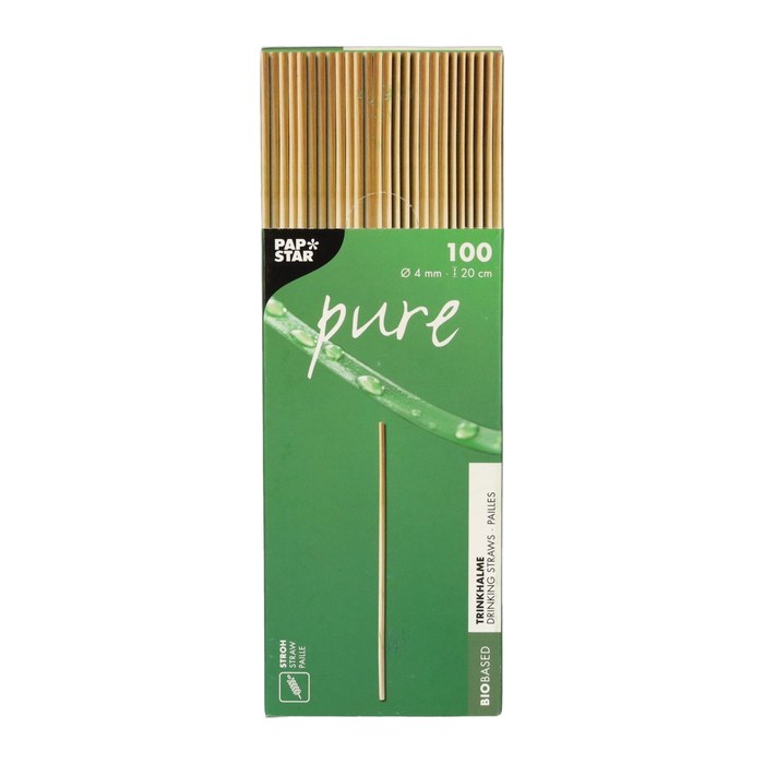 PAPSTAR Strohhalme pure braun Stroh, 100 St.
