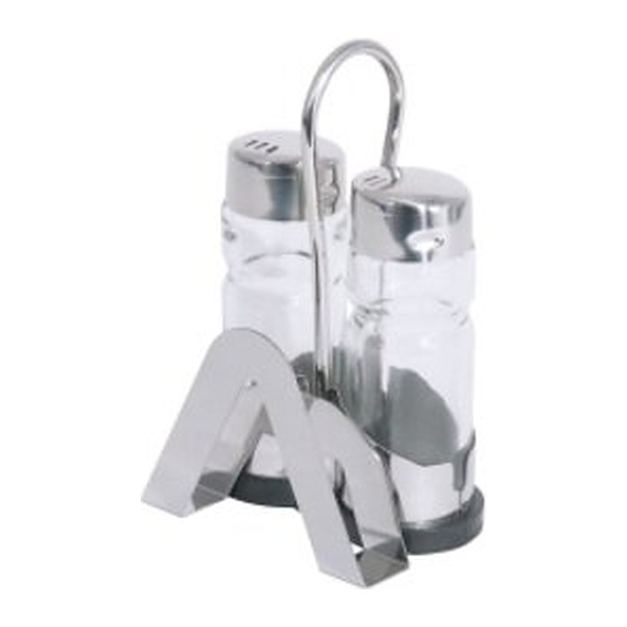 contacto Menage Salz/Pfeffer mit Kartenhalter silber, 1 St.