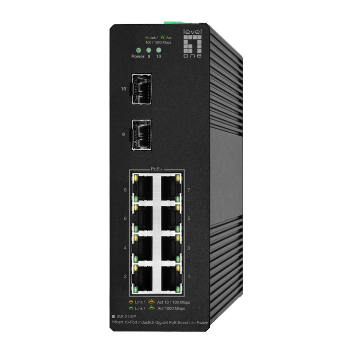 LevelOne Industr.PoE+Switch 8xGE PoE/2xSFP 110W Hilbert SL