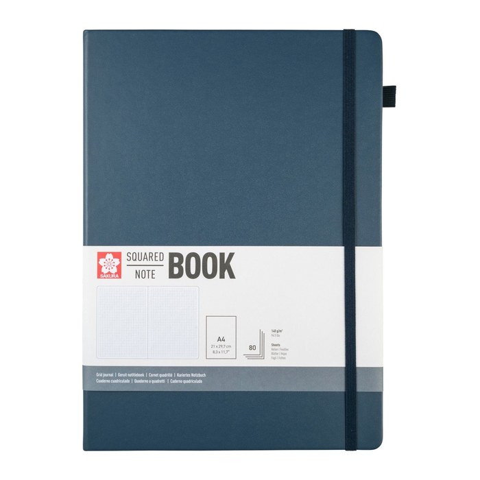 Sakura Notizbuch DIN A4 kariert, dunkelindigo Hardcover 160 Seiten, 1 St.