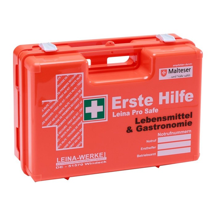 LEINA-WERKE Erste-Hilfe-Koffer Pro Safe Lebensmittel & Gastronomie DIN 13157 + Erweiterung orange