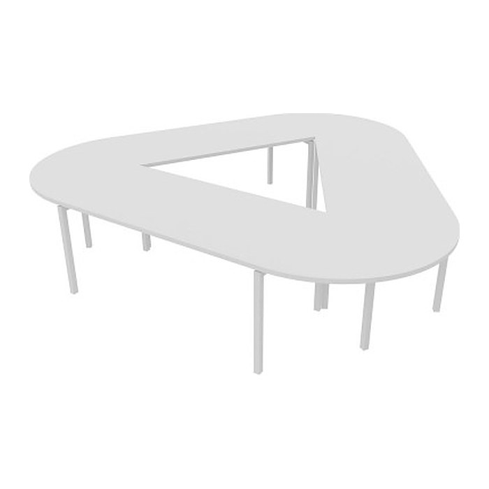 Quadrifoglio Konferenztisch Idea+ weiß Trapezform, Vierkantrohr weiß, 320,0 x 298,0 x 74,0 cm