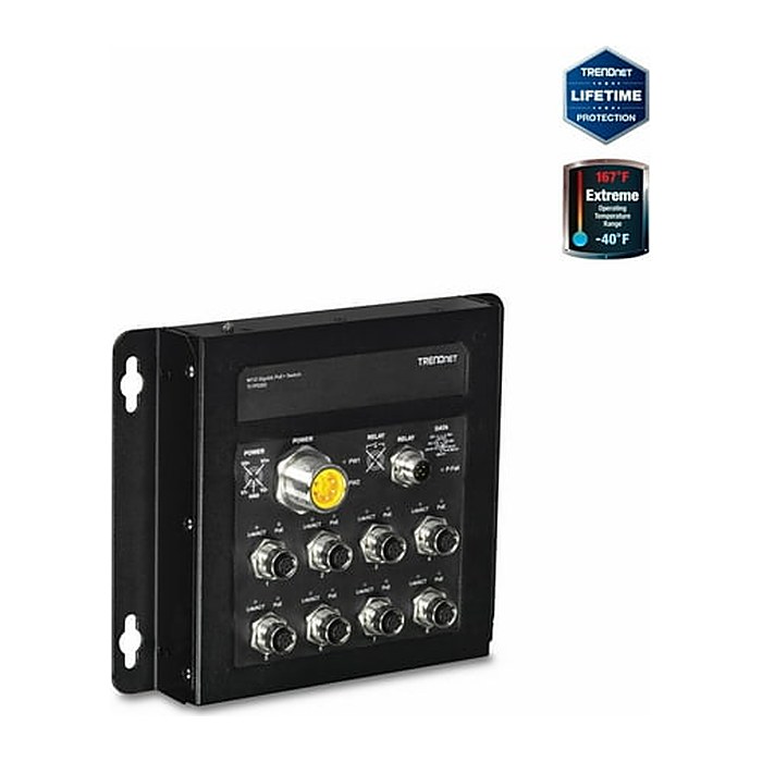 TRENDnet Indust Switch 8-Port EN50155 M12 Gbit PoE+