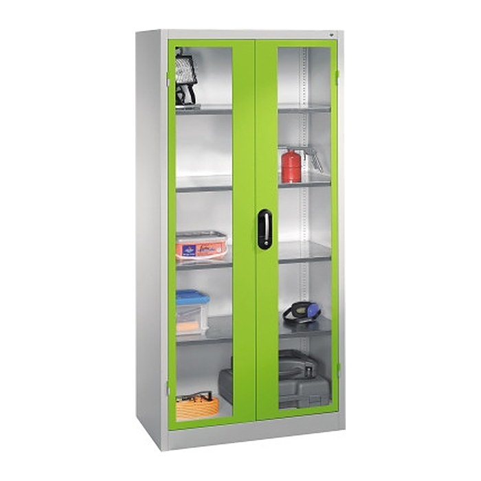 CP Stahlschrank 8921-055 S10327 Acrylglas, clowngrün, lichtgrau 4 Fachböden 93,0 x 50,0 x 195,0 cm, aufgebaut, 1 St.