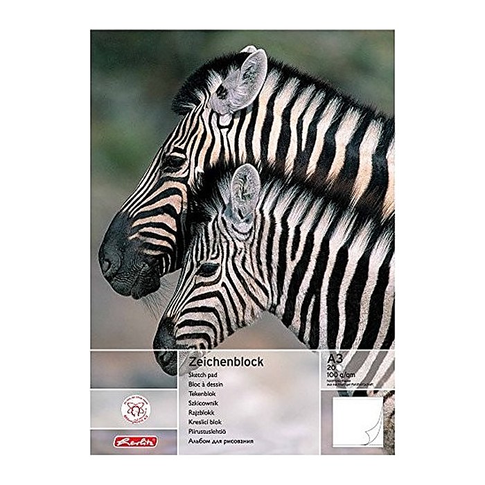 herlitz Zeichenblock DIN A3 100 g/qm, 20 Blatt, 1 Block