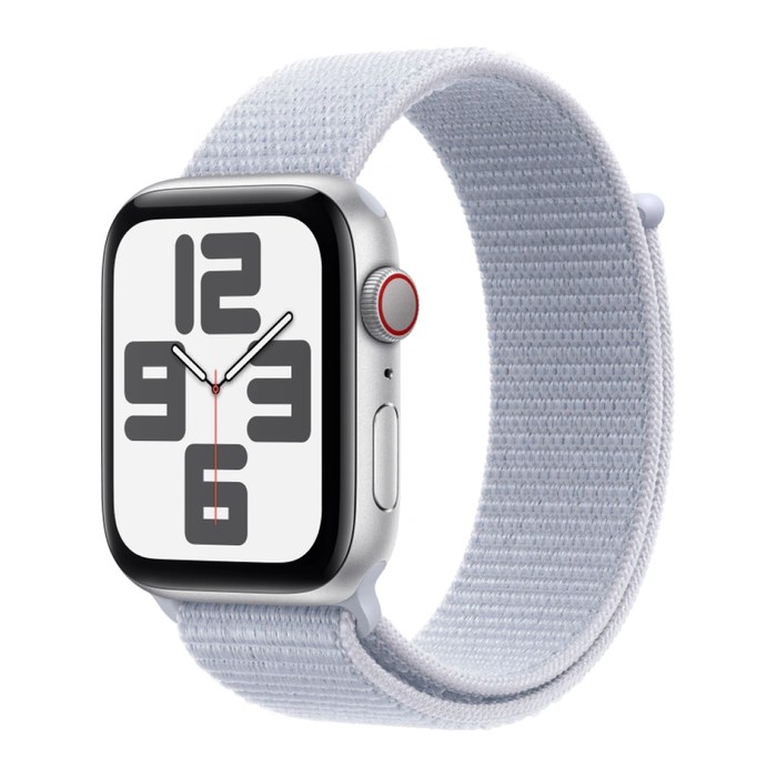 Apple Watch SE 44 mm Aluminium (GPS+Cellular) Sport Loop blaue Wolke, silber
