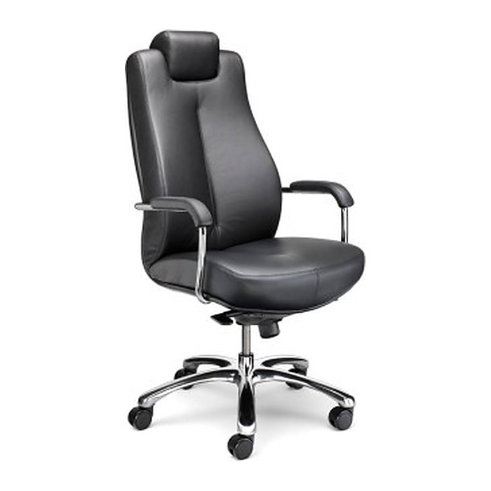 Nowy Styl XXL Chefsessel Sonata Leder schwarz, Gestell chrom