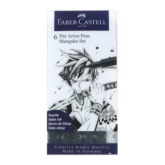 FABER-CASTELL Tuschest. Pitt Artist Pen Manga 6x schw.